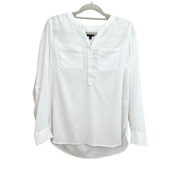 Talbots Tops - Talbots White Women’s Blouse Shirt size Small Long sleeve V-neck Button